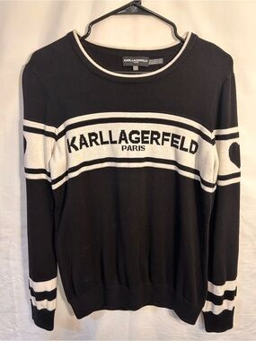 Karl Lagerfeld Black and White Logo Crewneck Sweater